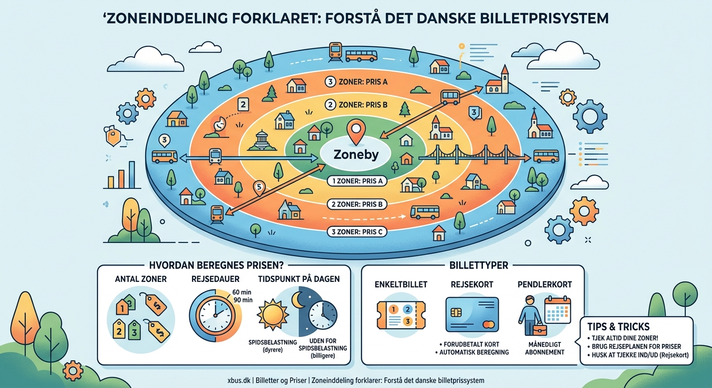 Zoneinddeling forklaret: Forstå det danske billetprissystem - Illustration 1
