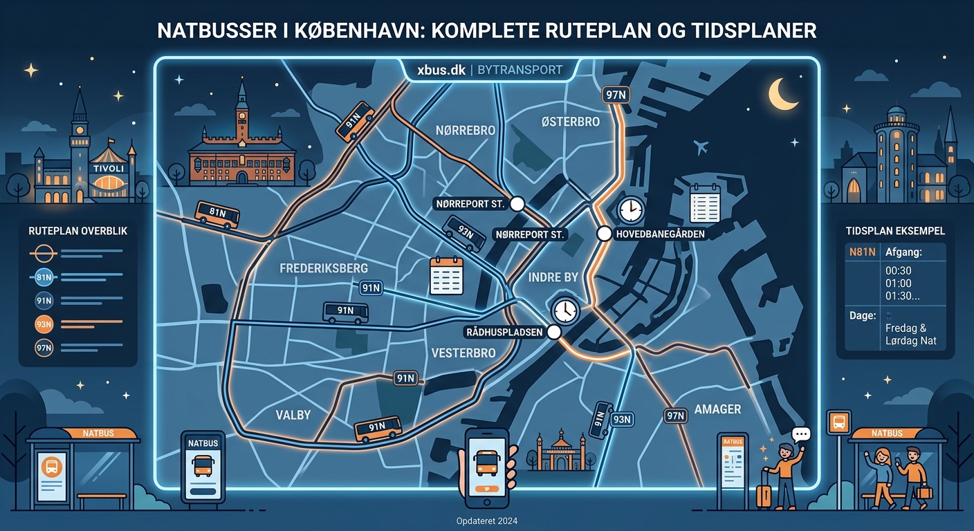 Natbusser i København: Komplette ruteplan og tidsplaner — image 1
